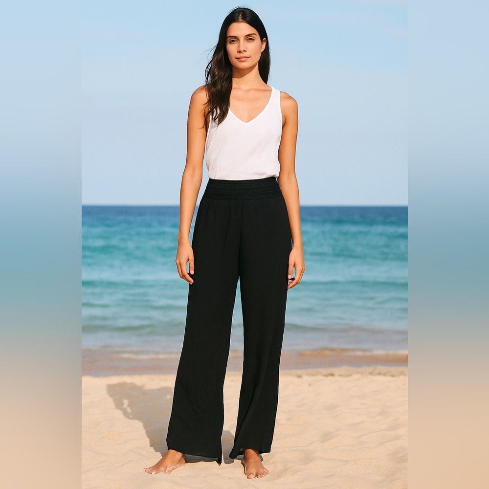 By & By Solid Black Woven Crepe Pants